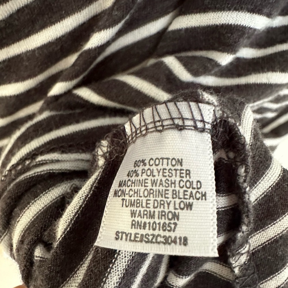 Cold Shoulder Black/White Striped Shirt- Large - Picture 7 of 7